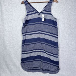 LOFT Outlet Lounge Sz Small Blue Stripe Sleeveless Dress V-Neck